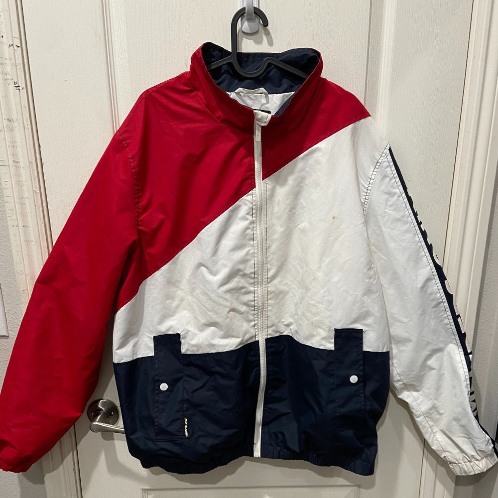 Members Only Tri - Color Zip Up Coat